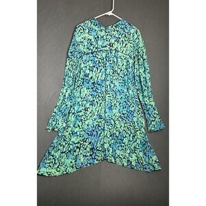 Bimba Y Lola Dress Women's S Abstract Floral Print Long Sleeve Tie Neck